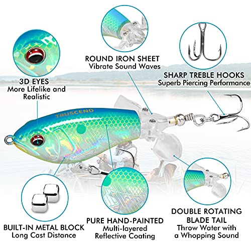 TRUSCEND Topwater Whopper Fishing Lures for Bass Trout - Lifelike Floating Rotating Tail Swimbaits, Freshwater and Saltwater Fishing Gifts for Men TRUSCEND Topwater Whopper Fishing Lures for Bass Trout - Lifelike Floating Rotating Tail Swimbaits, Freshwater and Saltwater Fishing Gifts for Men